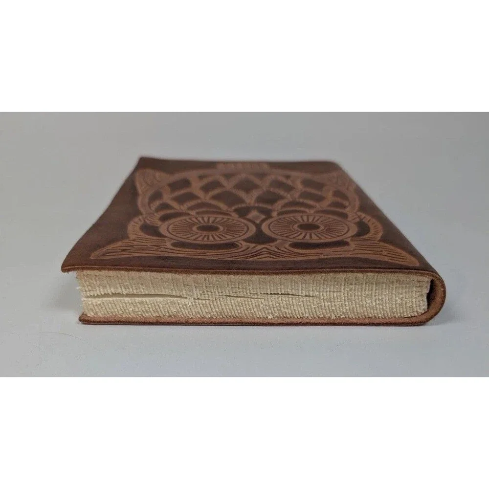 Barnes & Noble Italian Leather Owl Journal Notebook Made in Italy Embossed Cover